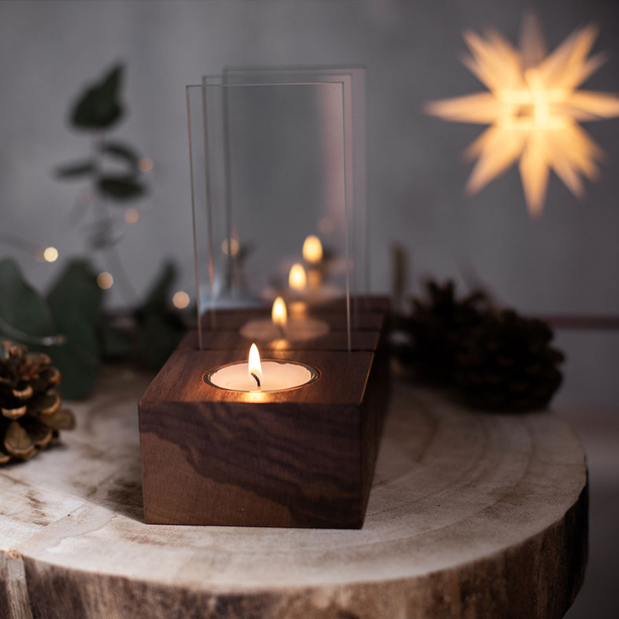 Lumeniq Adventskranz aus Holz handgefertigt